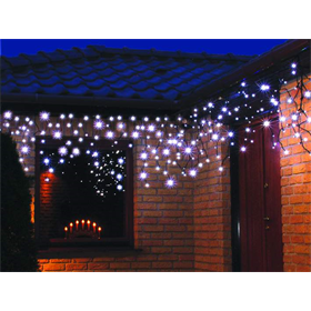 Weihnachtsbeleuchtung LED-Eiszapfen Lichtervorhang für Außen kaltweiß 200 Stck. 10 m Bulinex 38-652