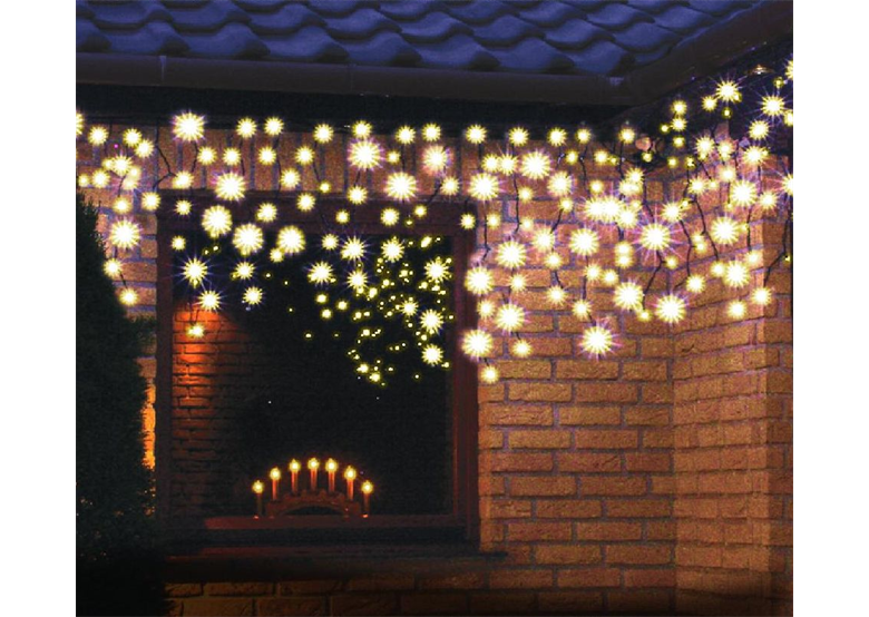 Weihnachtsbeleuchtung LED-Eiszapfen Lichtervorhang für Außen kaltweiß 200 Stck. 10 m Bulinex 38-658