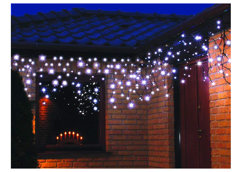 Weihnachtsbeleuchtung LED-Eiszapfen Lichtervorhang für Außen kaltweiß 200 Stck. 10 m Bulinex 38-662