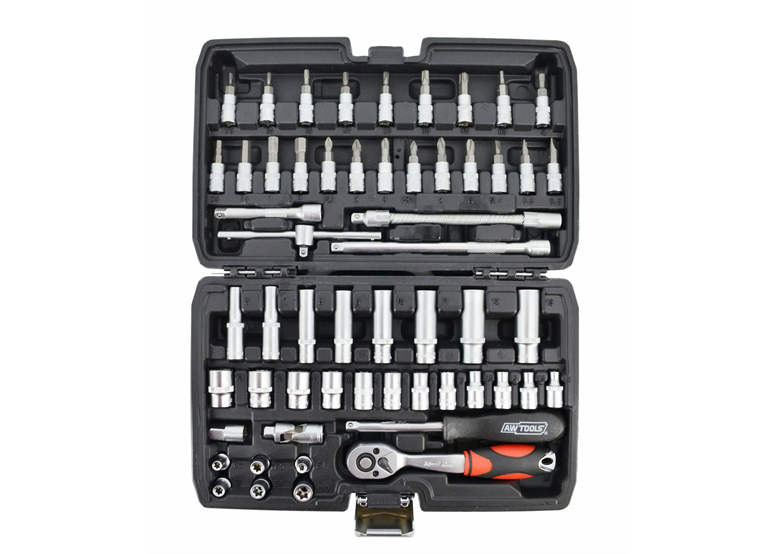 1/4"-Steckschlüssel, Satz mit 56 Elementen Awtools AW39056BL