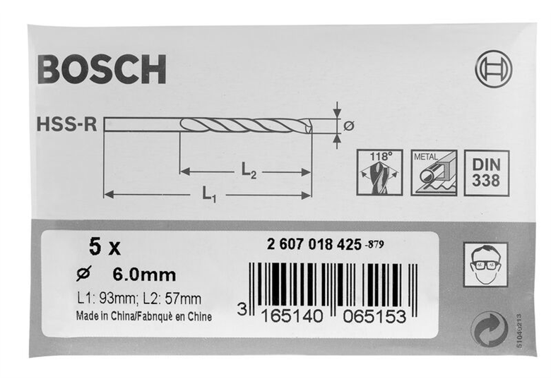 Metallbohrer HSS-R, DIN 338 Bosch 2607018437