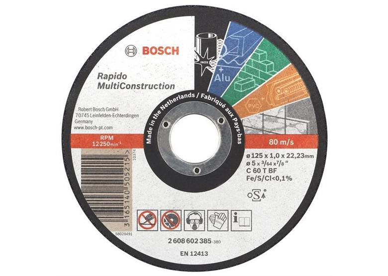 Trennscheibe Multi Construction 125 mm, 22,23 mm, 1,0 mm Bosch 2608602385