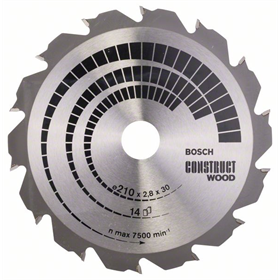 Kreissägeblatt Construct Wood 210x30mm T14 Bosch 2608640634