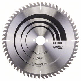Kreissägeblatt Optiline Wood 250x30mm T60 Bosch 2608640665