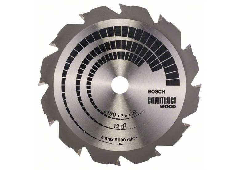 Kreissägeblatt Construct Wood 190x20/16mm T12 Bosch 2608641201