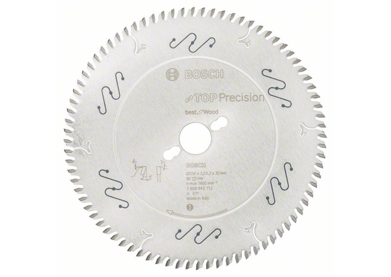 Kreissägeblatt Top Precision Best for Wood 250x30mm T80 Bosch 2608642113