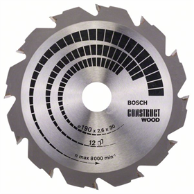 Kreissägeblatt Construct Wood 190x30mm T12 Bosch Construct Wood