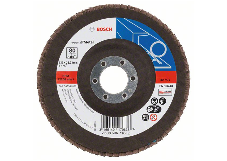 Fächerschleifscheibe 125 mm, 22,23 mm, 80, U/min Bosch Expert for Metal