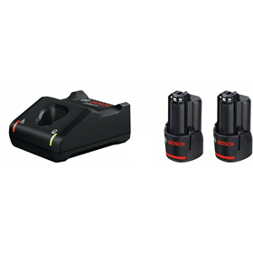 Ladegerät und 2 Akkus 12V 2,0Ah Bosch GAL12V-40+GBA