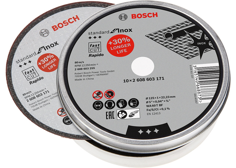 Trennscheibe gerade 10 Stck. Bosch Standard for Inox Rapido