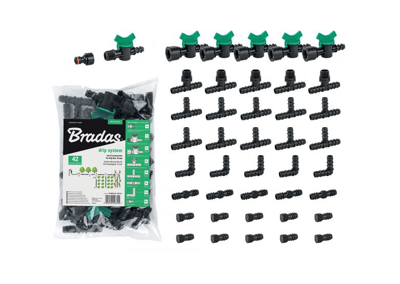 Tropfbewässerung Zubehör Set 16 mm, 42-tlg Bradas DSWA20-SET2