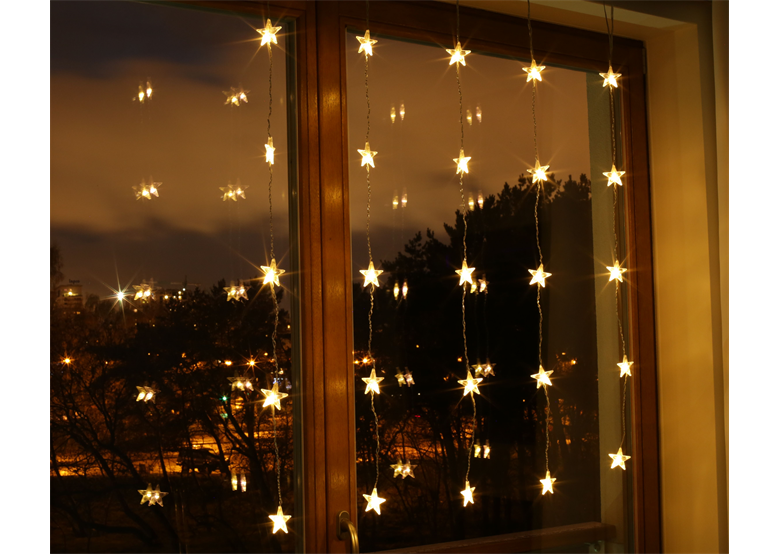 Weihnachtsbeleuchtung  LED für Innen Lichtervorhang bunte Sterne (25 Stck.) Bulinex 21-618