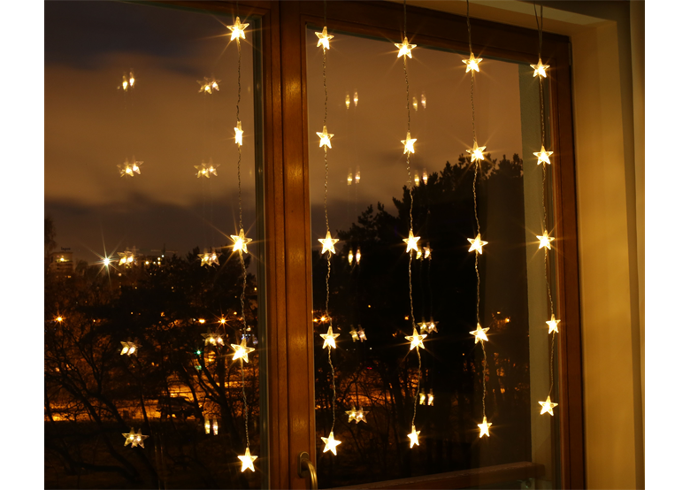 Weihnachtsbeleuchtung LED für Innen Lichtervorhang bunte Sterne (25 Stck.) Bulinex 21-618