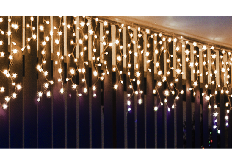 Weihnachtsbeleuchtung LED-Eiszapfen Lichtervorhang für Außen kaltweiß 200 Stck. 10 m Bulinex 37-638