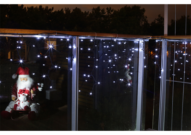 Weihnachtsbeleuchtung LED-Eiszapfen Lichtervorhang für Außen kaltweiß 200 Stck. 10 m Bulinex 38-612