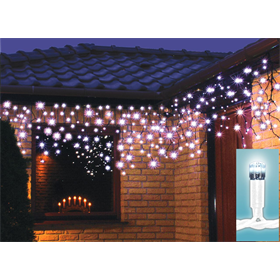 Weihnachtsbeleuchtung LED-Eiszapfen Lichtervorhang für Außen kaltweiß 200 Stck. 10 m Bulinex 38-669