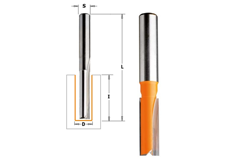 Nutfräser, lange Ausführung, D:12 mm; I:31,7 mm, L:60 mm, S: 8mm Cmt 912.120.11