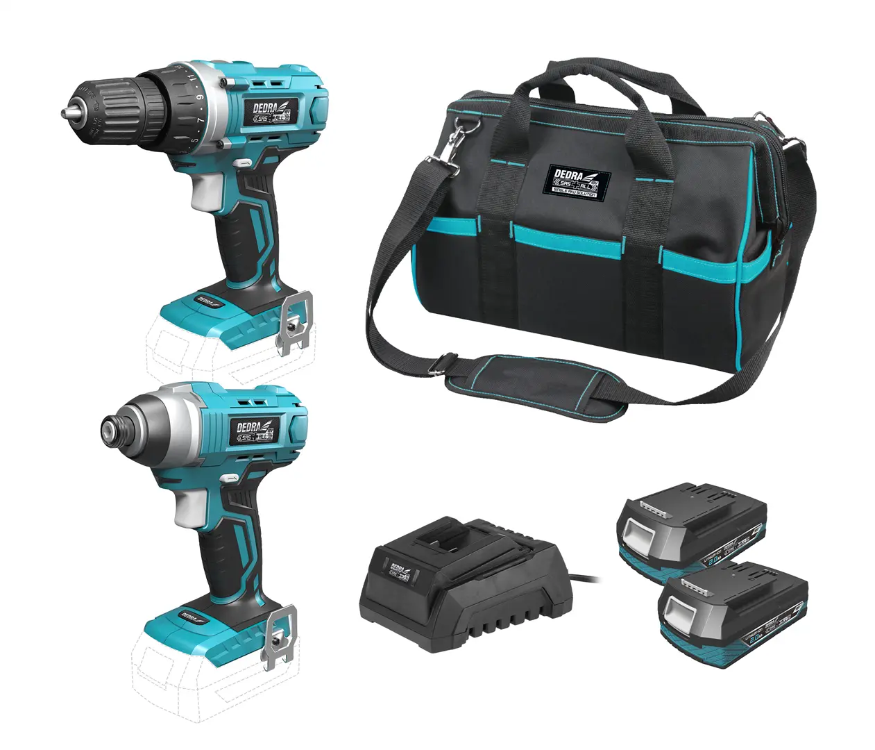 Werkzeugset 18V Dedra SAS+ All DED7014 2x2.0Ah