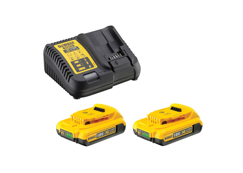 Set: 2 Akkus 2.0Ah 18V mit Ladegerät DeWalt DCB115D2