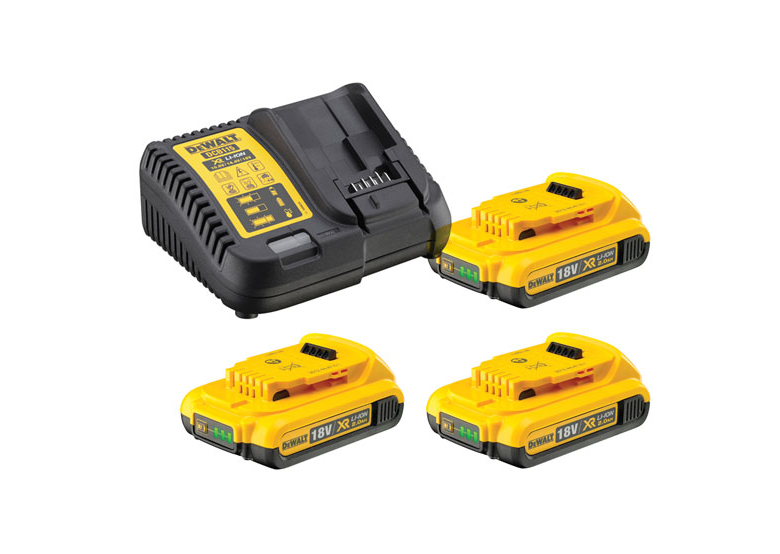 Set: 3 Akkus 2.0Ah 18V mit Ladegerät DeWalt DCB115D3