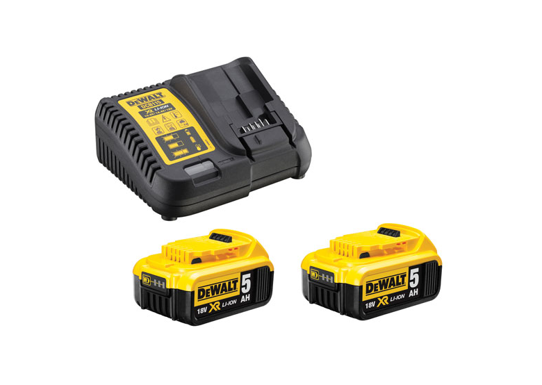 Set: 2 Akkus 5.0Ah 18V mit Ladegerät DeWalt DCB115P2