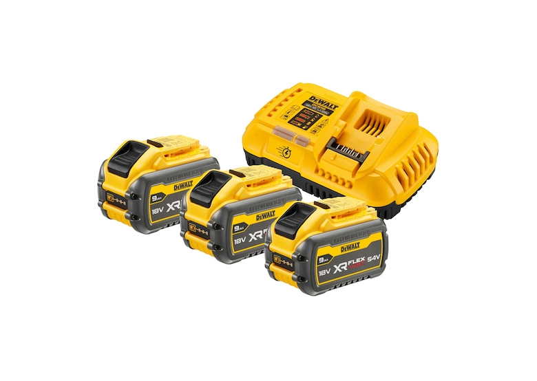 Akku 18V/54V 9.0/3.0Ah (3 Stk.) + Ladegerät DeWalt DCB118X3