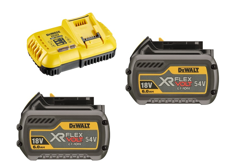 Akkus 54/18V 2.0/6.0Ah und Ladegerät Flexvolt DeWalt FLEXVOLT DCB118T2