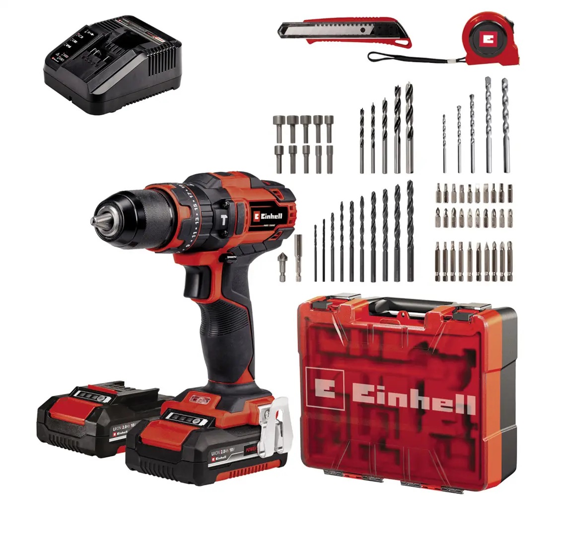 Akku-Schlagbohrschrauber Einhell TE-CD 18/40 Li-i +64 (2x2,0Ah)
