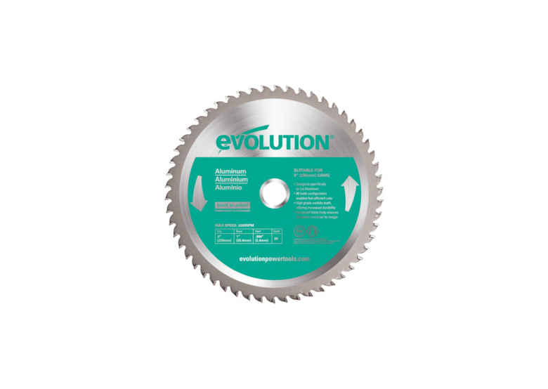 TCT-Sägeblatt zum Schneiden von Aluminium 230 x 25,4 mm Z80 Evolution EVO-230-80-A