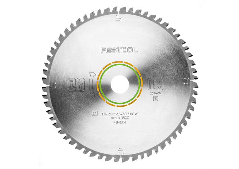Kreissägeblatt Festool 260X2,5X30 W60