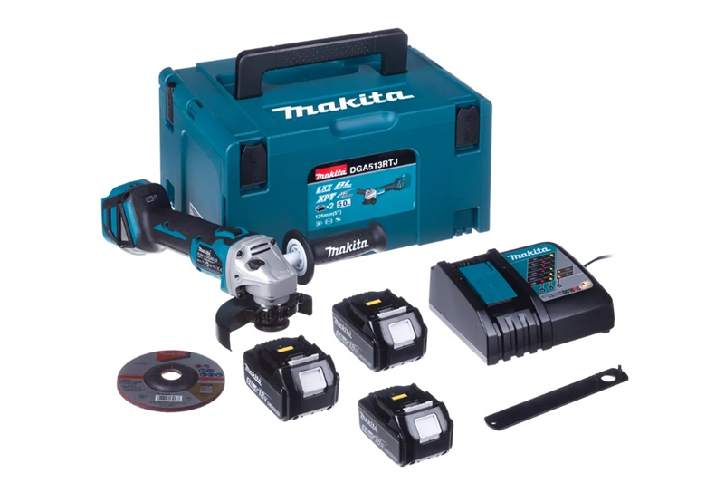Winkelschleifer. Makita DGA513RT3J 3x5.0Ah MAKPAC 3