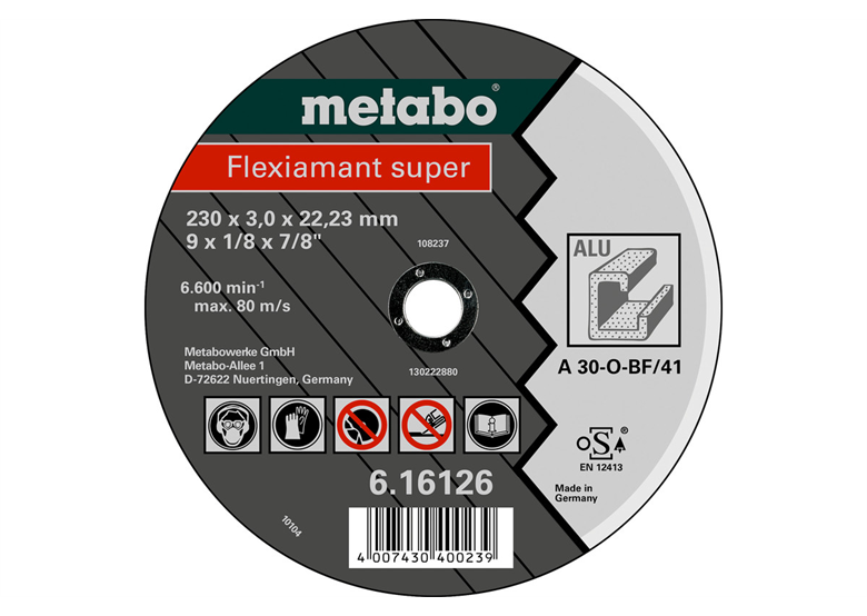 Trennscheibe Flexiamant super Alu A 30-O 115×2,5×22,2mm Metabo 616751000