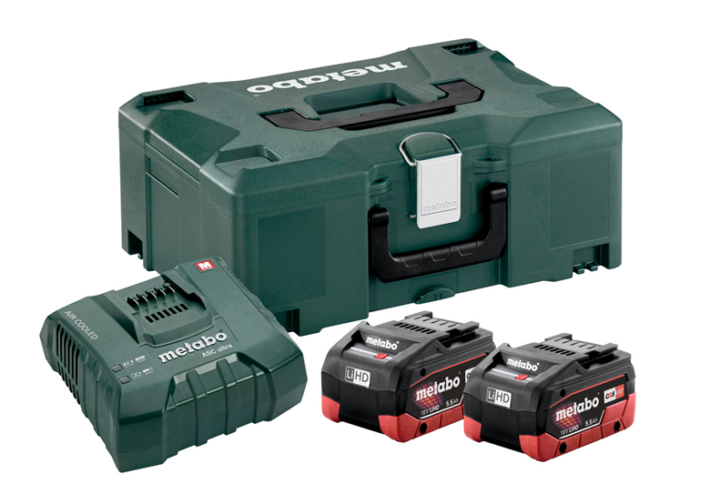 2 18V LiHD 5.5Ah Akkus und ASC Ultra Ladegerät in MetaLoc Metabo 685077000