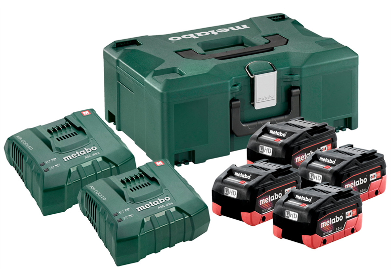 Akku-Set (4Stk.) 18V LiHD 8.0Ah und 2x Ladegerät ASC Ultra in MetaLoc Metabo 685135000