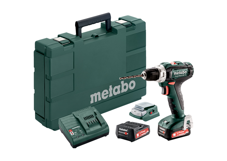 Akku-Bohrschrauber mit Akku-Power-Adapter Metabo PowerMaxx BS 12 + PA 12 LED-USB