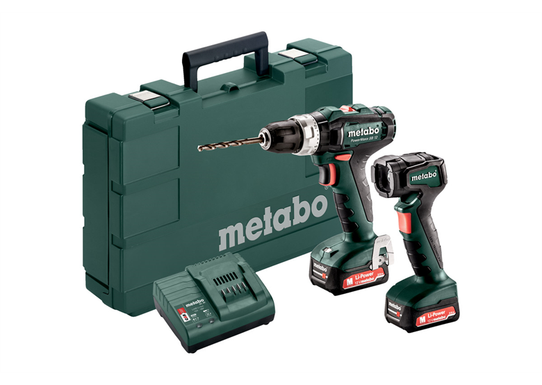 Akku-Schlagbohrmaschine mit LED-Handlampe Metabo PowerMaxx SB 12 + ULA 12 LED