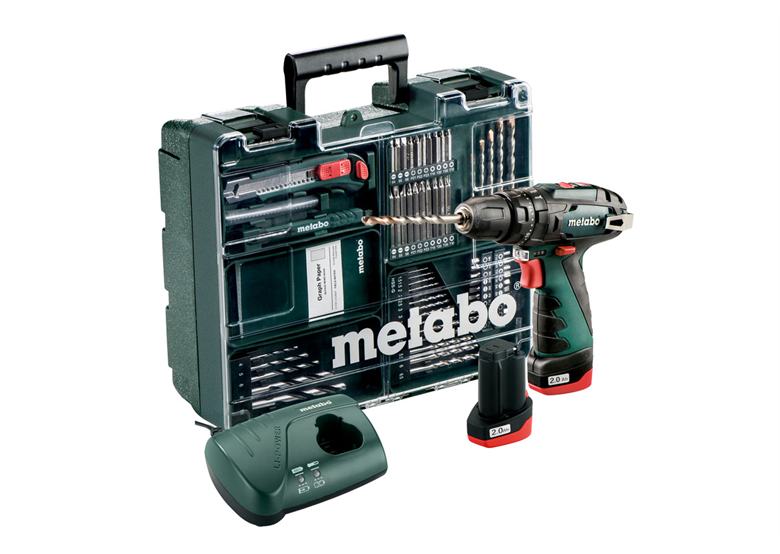 Akku-Schlagbohrschrauber mit 63 tlg. Zubehör Metabo PowerMaxx SB Set