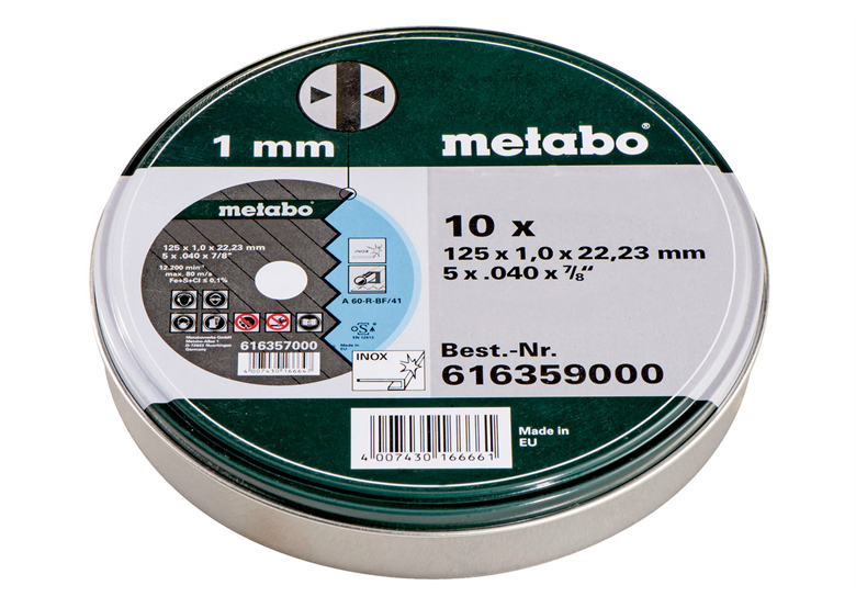 Trennscheiben-Set 125x1,0x22x23mm 10 Stk. Metabo Promotion A 60-R-BF/41