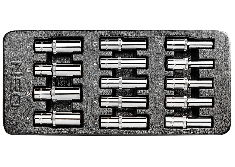 Einlage für Werkzeugschrank mit Nüssen, lang, 1/2" Neo 84-243