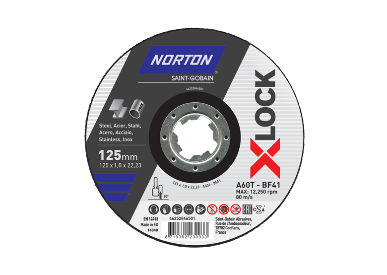 Trennscheibe Norton A60T-125x1.0x22.23-T41 NOR-XLock