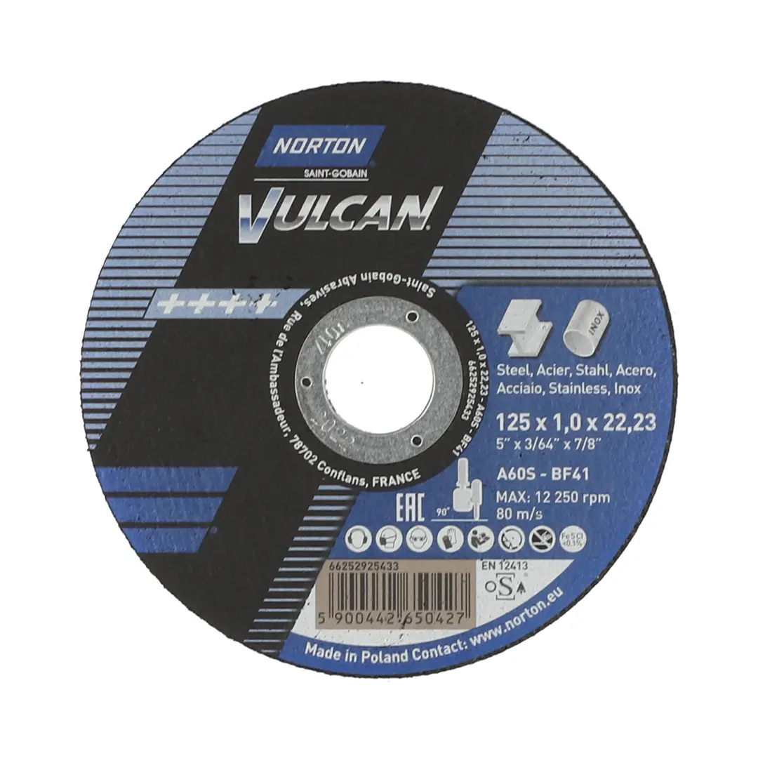 Edelstahl-Trennscheibe 125x22,23mm Norton VULCAN METAL INOX