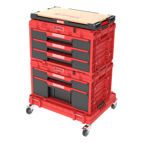 Schubladenset auf Rollenplattform Qbrick System ONE 2.0 WORKSHOP DRAWERS SET nr 5 RED Ultra HD Custom