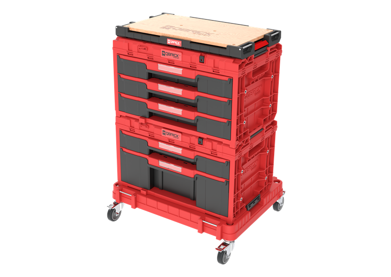 Schubladenset auf Rollenplattform Qbrick System ONE 2.0 WORKSHOP DRAWERS SET nr 5 RED Ultra HD Custom