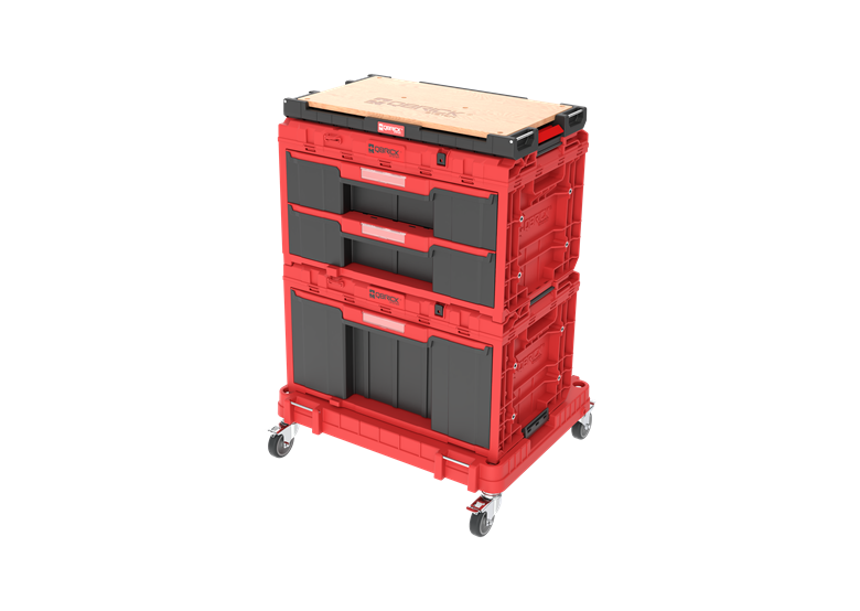 Schubladenset auf Rollenplattform Qbrick System ONE 2.0 WORKSHOP DRAWERS SET nr 7 RED Ultra HD Custom