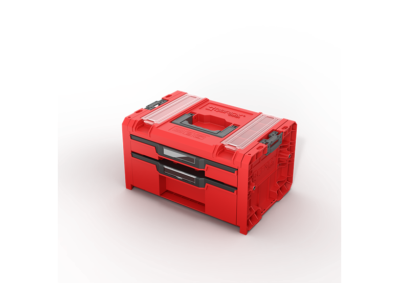 Werkzeugbox mit Schubladen Qbrick System PRO 2.0 DRAWER 2 TOOLBOX PROFI EXPERT RED Ultra HD Custom