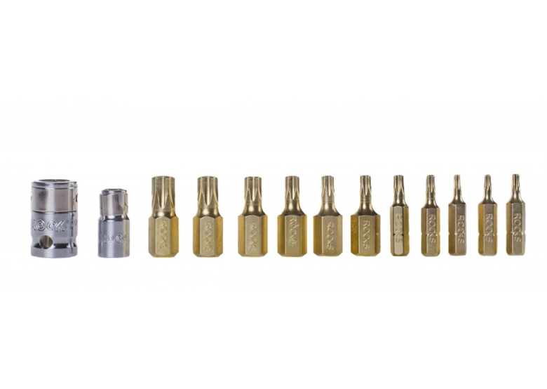 Bits TORX R T8-T50 mit Adapter 1/4", 3/8" (13 Stck.) Rooks 01.4803