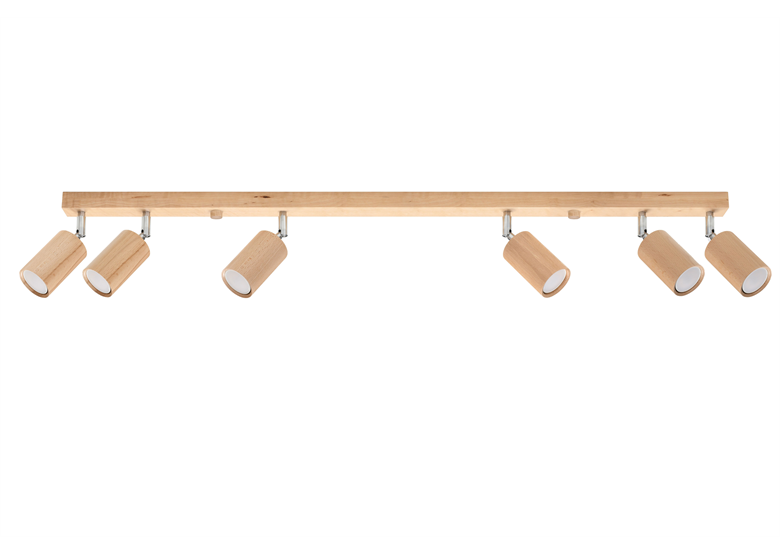 Deckenleuchte BERG 6 Natural Holz Sollux Lighting Peach Puff