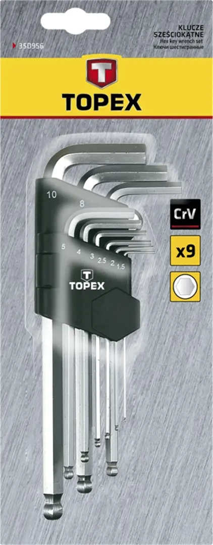 Innensechskantschlüssel 1.5-10 mm 9 Stck. Topex 35D957