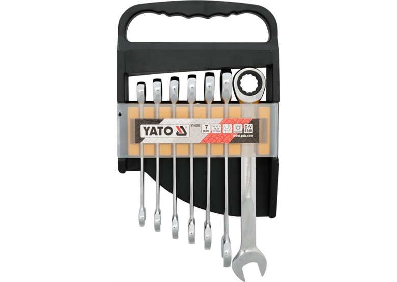 Schrauben- Ringschlüssel mit Rätsche 7 Stück Yato YT-0208