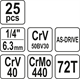 25-tlg. Werkzeug-Set, 1/4' Yato YT-14461